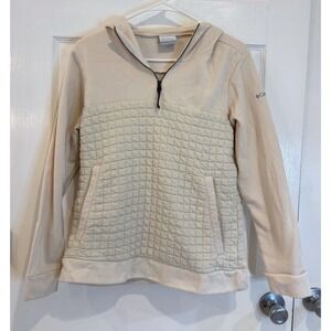 Columbia Women's Quilted Pullover Hoodie Long Sleeve Beige Casual Activewear